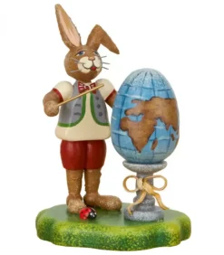 Hubrig, figurines pour enfant Lapin De Paques En Bois Ecolier Et Mappemonde