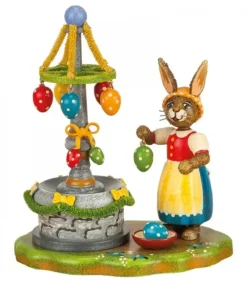 Hubrig, figurines pour enfant Lapin De Paques En Bois Et Fontaine A Oeufs De Paques