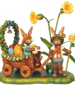 Hubrig, figurines pour enfant Lapin De Paques En Bois Et Charrette A Oeufs