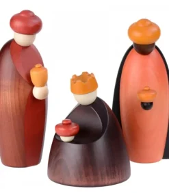 Köhler, Père Noël en bois Les Trois Rois Mages Et Leurs Offrandes, 12 Cm