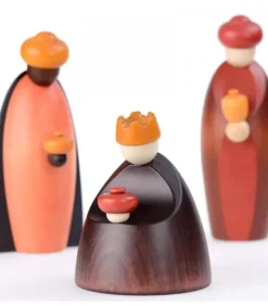 Köhler, Père Noël en bois Les Trois Rois Mages Et Leurs Offrandes, 12 Cm