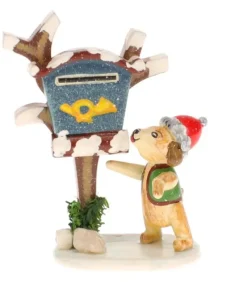 Hubrig, figurines pour enfant Livreur De Journaux, Chien - Village De Noël Miniature