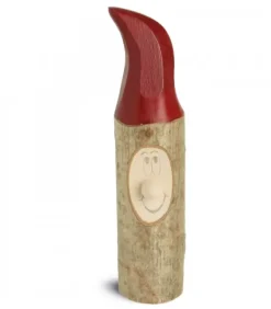 Waldfabrik, photophore en bois et étoile sapin de Noël Lutin En Bois Père Noël Avec Bonnet Rouge Peint, 13 Cm