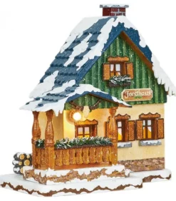 Hubrig, figurines pour enfant Maison Eclairee Pour Figurine De Noël Miniature Winterkinder, La Maison Forestiere