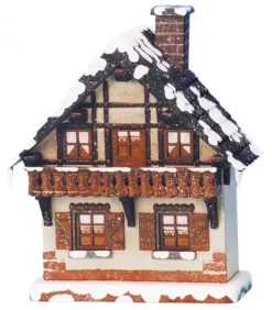 Hubrig, figurines pour enfant Maison Eclairee Pour Village De Noël Miniature Winterkinder, Maison Avec Balcon