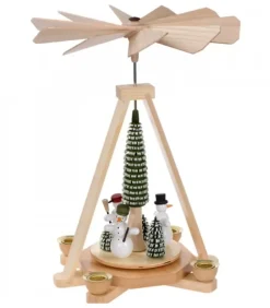 Frank Weber Manège De Noël En Bois Bonhommes De Neige