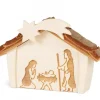 Waldfabrik, photophore en bois et étoile sapin de Noël Mini Crèche De Noël En Bois 4 Cm, Avec Nativite Gravee Au Laser