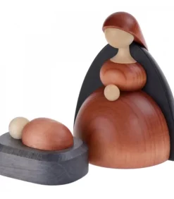 Köhler, Père Noël en bois Nativite, Petit Jesus, Joseph, Marie, 12 Cm