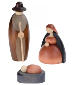 Köhler, Père Noël en bois Nativite, Petit Jesus, Joseph, Marie, 12 Cm