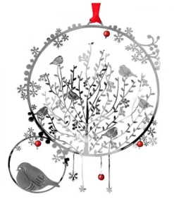 Pluto Produkter, déco de Noël Scandinave Oiseaux En Metal Argente A Suspendre