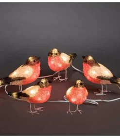 Konstsmide, guirlandes lumineuses de Noël Oiseaux Lumineux Led, 5 Rouge-Gorge
