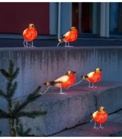 Konstsmide, guirlandes lumineuses de Noël Oiseaux Lumineux Led, 5 Rouge-Gorge