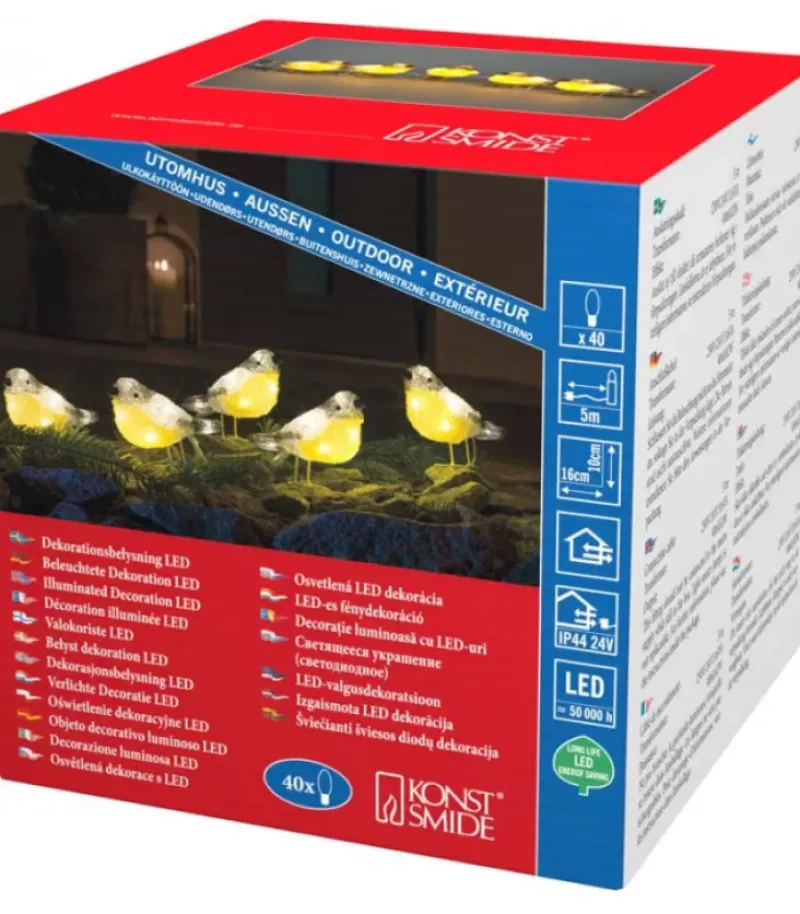 Konstsmide, guirlandes lumineuses de Noël Oiseaux Lumineux Led En Acrylique, 5 Chardonnerets