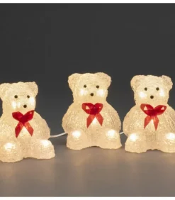 Konstsmide, guirlandes lumineuses de Noël Oursons Lumineux A Led En Acrylique Avec Ruban Rouge, 12 Cm