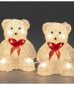 Konstsmide, guirlandes lumineuses de Noël Oursons Lumineux A Led En Acrylique Avec Ruban Rouge, 12 Cm
