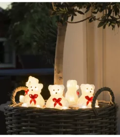 Konstsmide, guirlandes lumineuses de Noël Oursons Lumineux A Led En Acrylique Avec Ruban Rouge, 12 Cm