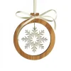 Waldfabrik, photophore en bois et étoile sapin de Noël Pendentif En Bois D'Olivier Motif Cristal De Neige N°2