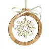Waldfabrik, photophore en bois et étoile sapin de Noël Pendentif En Bois D'Olivier 7Cm, Motif Cristal De Neige N°3