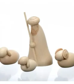 Schalling, crèche moderne Personnage En Bois, Le Berger Et Ses Moutons, 12 Cm
