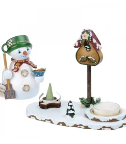 Hubrig, figurines pour enfant Personnage Porte Encens Bonhomme De Neige Avec Bougeoir