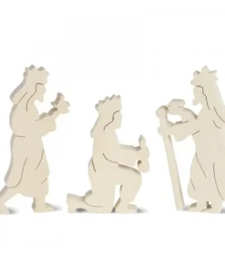 Waldfabrik, photophore en bois et étoile sapin de Noël Personnages De Crèche, Rois Mages Bois Naturel, 10 Cm