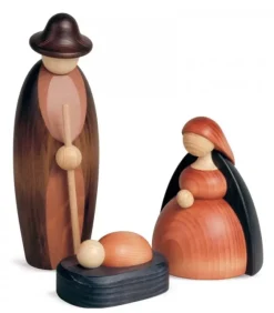 Köhler, Père Noël en bois Personnages Grande Crèche De Noël : Enfant Jesus, Joseph, Marie, 17 Cm