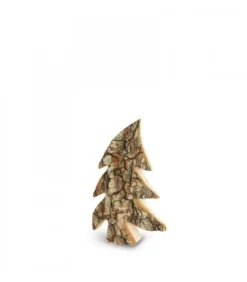 Waldfabrik, photophore en bois et étoile sapin de Noël Petit Sapin En Bois, Forme Penchee, 7 Cm