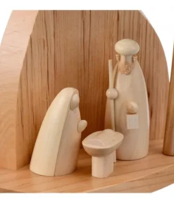 Schalling, crèche moderne Petite Crèche Moderne En Bois Avec Un Palmier Et La Nativite