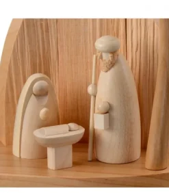 Schalling, crèche moderne Petite Crèche Moderne En Bois Avec Un Palmier Et La Nativite