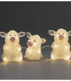 Konstsmide, guirlandes lumineuses de Noël Petits Cochons Lumineux En Acrylique Led 12,5 Cm, Lot De 5