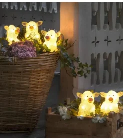 Konstsmide, guirlandes lumineuses de Noël Petits Cochons Lumineux En Acrylique Led 12,5 Cm, Lot De 5