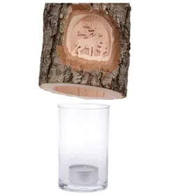 Waldfabrik, photophore en bois et étoile sapin de Noël Photophore En Bois Cisele, Cerf En Foret