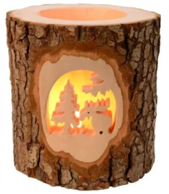 Waldfabrik, photophore en bois et étoile sapin de Noël Photophore En Bois Cisele, Elan Dans La Foret