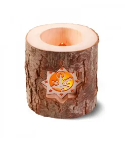 Waldfabrik, photophore en bois et étoile sapin de Noël Photophore En Rondin De Bois, 2 Motifs Crèche Et Bougie