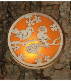 Waldfabrik, photophore en bois et étoile sapin de Noël Photophore En Rondin De Bois Avec 3 Motifs Nature