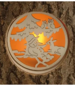 Waldfabrik, photophore en bois et étoile sapin de Noël Photophore Rondin De Bois, Avec 3 Motifs, Crèche, Anges Et Bonhomme De Neige