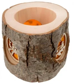 Waldfabrik, photophore en bois et étoile sapin de Noël Photophore Rondin De Bois, Avec 3 Motifs Crèche, Père Noël Et Bougies