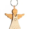 Waldfabrik, photophore en bois et étoile sapin de Noël Porte-Cle Ange Avec Coeur Et Robe En Cuir N°1, 5,5 Cm