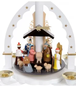 Richard Glasser, Pyramides de Noël allemandes Pyramide Allemande Avec Crèche De Noël Blanche