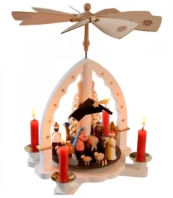 Richard Glasser, Pyramides de Noël allemandes Pyramide Allemande Avec Crèche De Noël Blanche