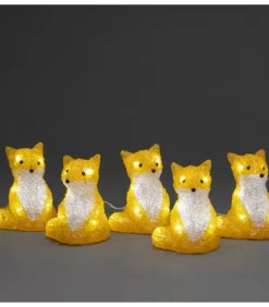 Konstsmide, guirlandes lumineuses de Noël Renards Lumineux Acryliques Led Assis, Lot De 5, 12 Cm
