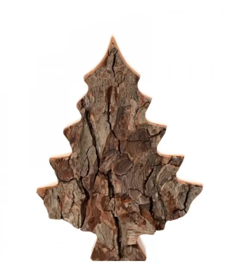 Waldfabrik, photophore en bois et étoile sapin de Noël Sapin En Bois Déco En Ecorce 15 Cm