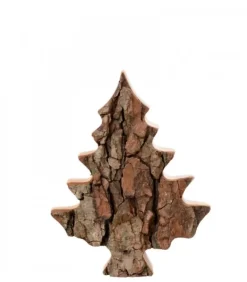Waldfabrik, photophore en bois et étoile sapin de Noël Sapin En Bois Déco En Ecorce 12 Cm
