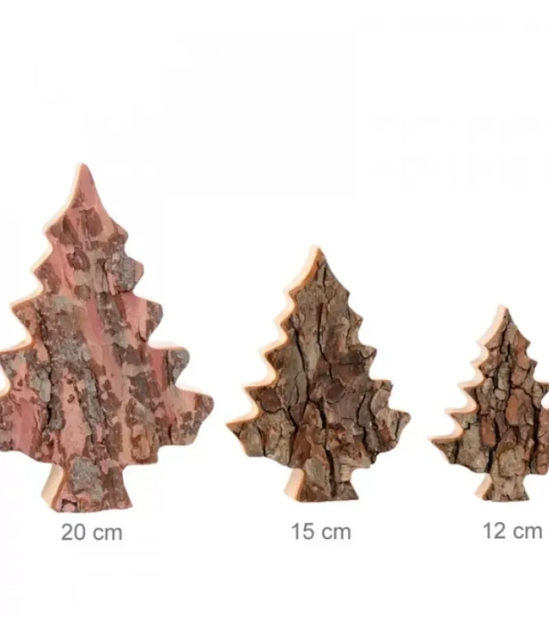 Waldfabrik, photophore en bois et étoile sapin de Noël Sapin En Bois Déco En Ecorce 12 Cm