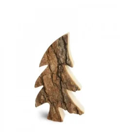 Waldfabrik, photophore en bois et étoile sapin de Noël Sapin En Bois, Forme Penchee, 18 Cm