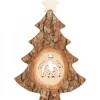 Waldfabrik, photophore en bois et étoile sapin de Noël Sapin Noël En Bois Avec Crèche De Noël Ciselee, 18 Cm