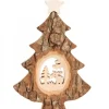 Waldfabrik, photophore en bois et étoile sapin de Noël Sapin Noël En Bois Avec Elan Cisele, 18 Cm