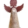 Waldfabrik, photophore en bois et étoile sapin de Noël Statuette Ange En Bois Avec Coeur Et Ailes Metal, 26 Cm