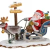 Hubrig, figurines pour enfant Village De Noël Miniature, Père Noël Sur Traineau Et Rennes