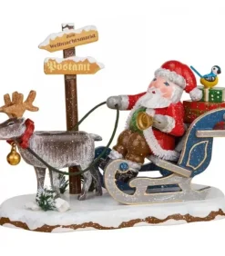 Hubrig, figurines pour enfant Village De Noël Miniature, Père Noël Sur Traineau Et Rennes